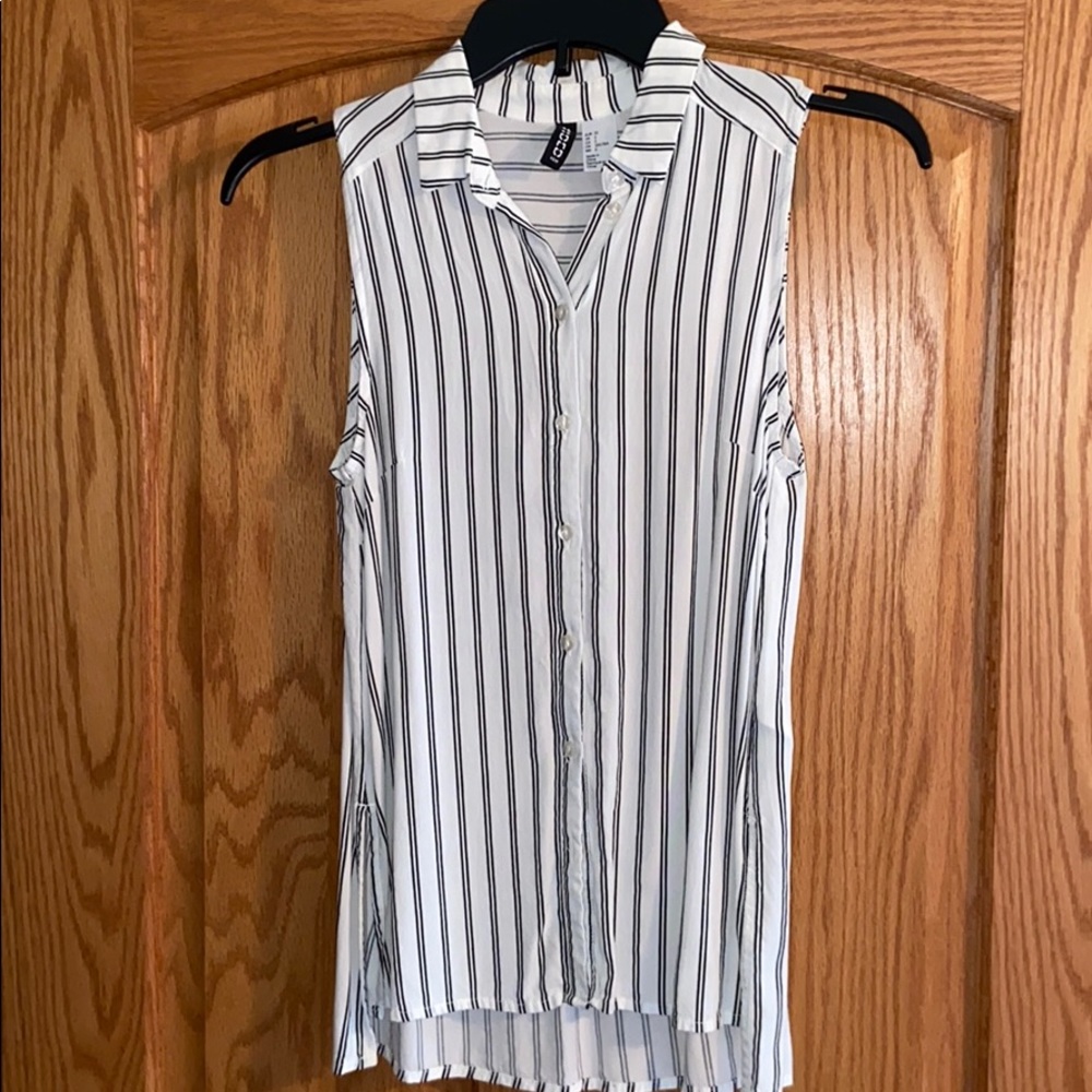 B&W Striped Buttondown Tank